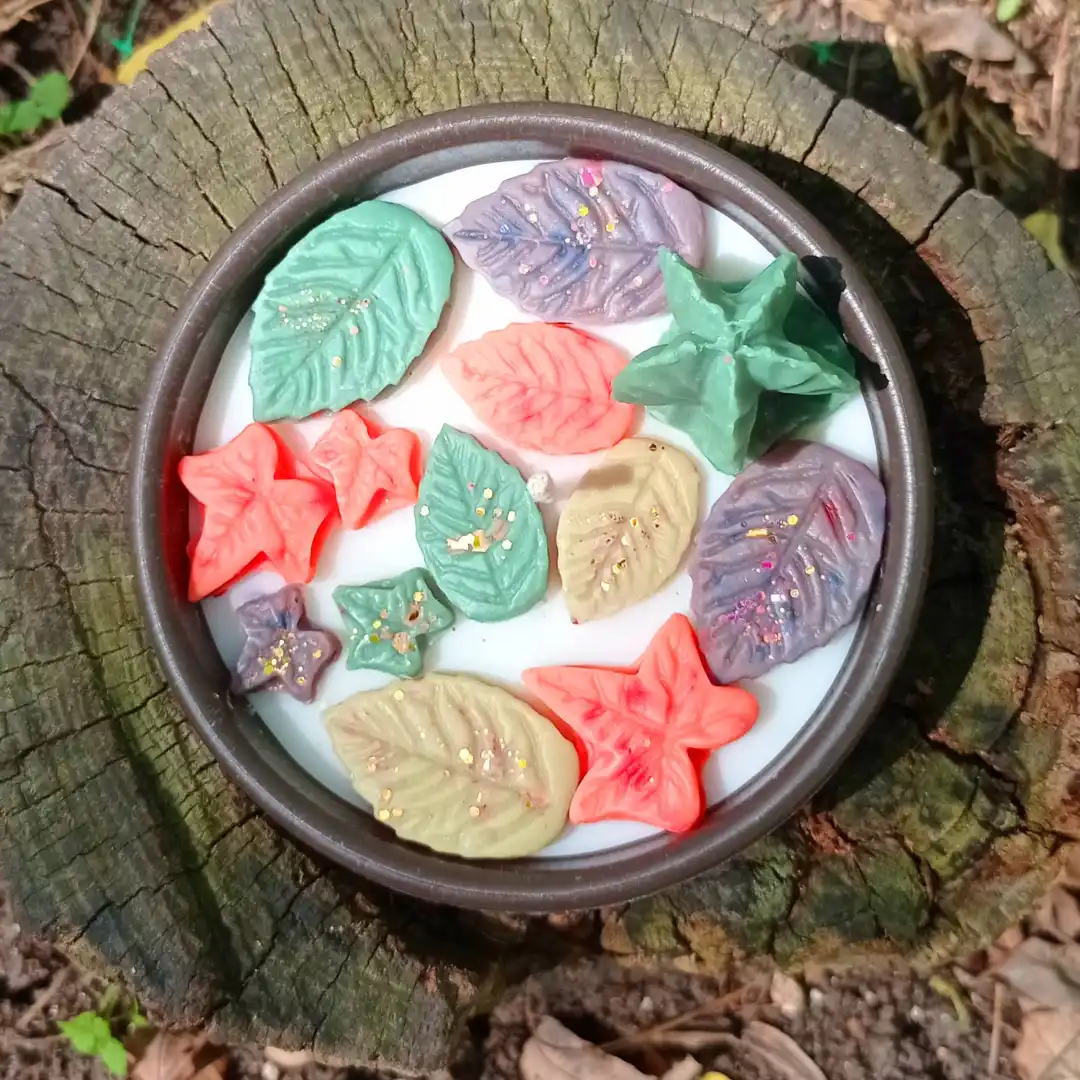 Yaprak ve Kaktüs Detaylı Dekoratif Mum