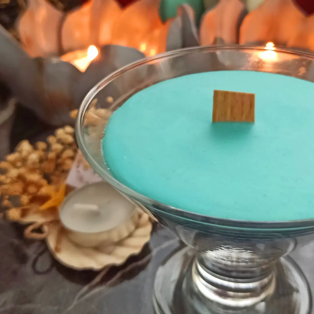 Turkuaz Renk Kokteyl Mum - Dekoratif Mum