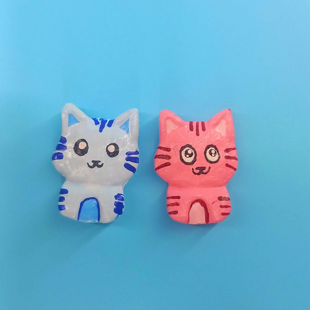 El Yapımı Sevimli Kedi Buzdolabı Magnetleri (2'li Set)