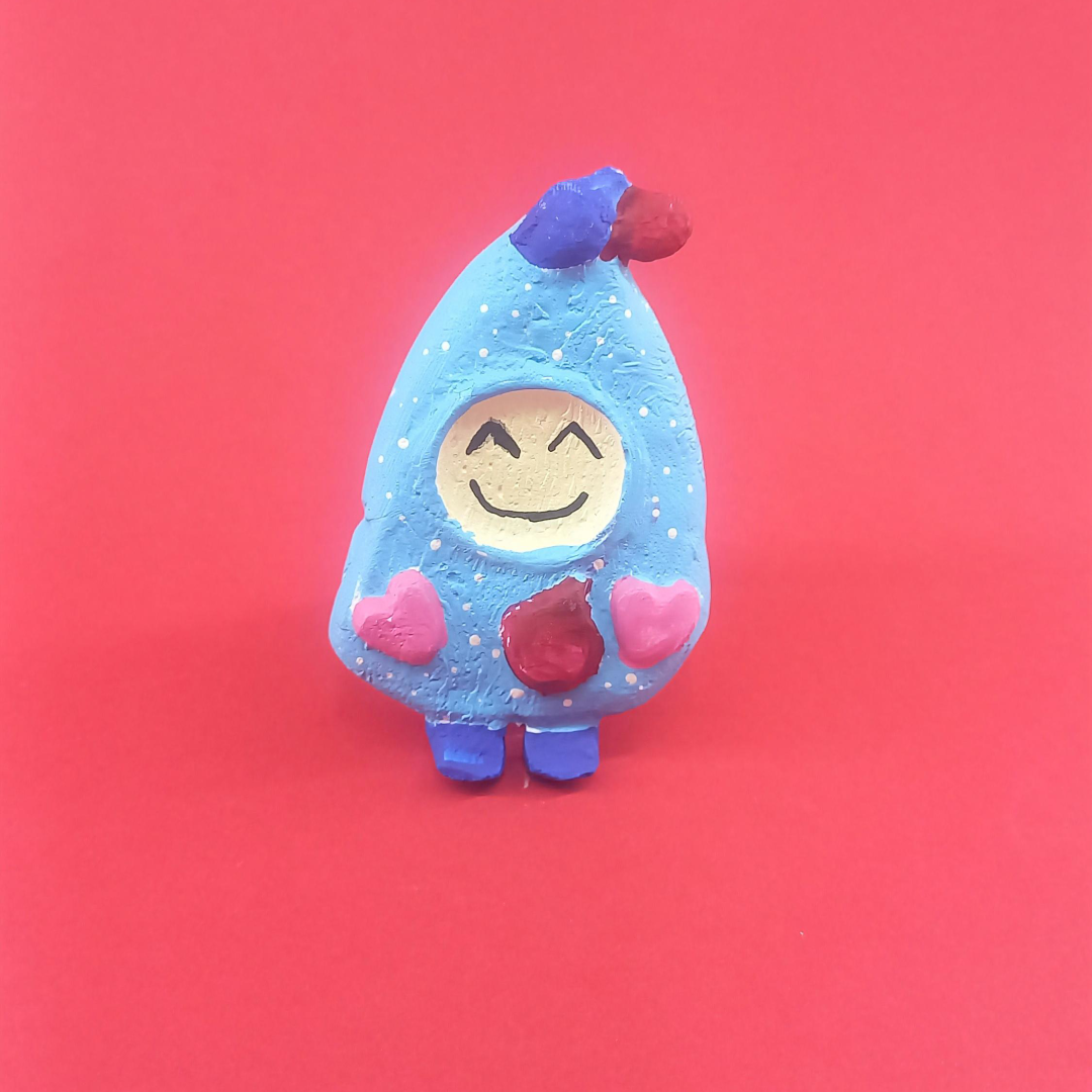  El Yapımı Sevimli Mavi Kalpli Buzdolabı Magneti