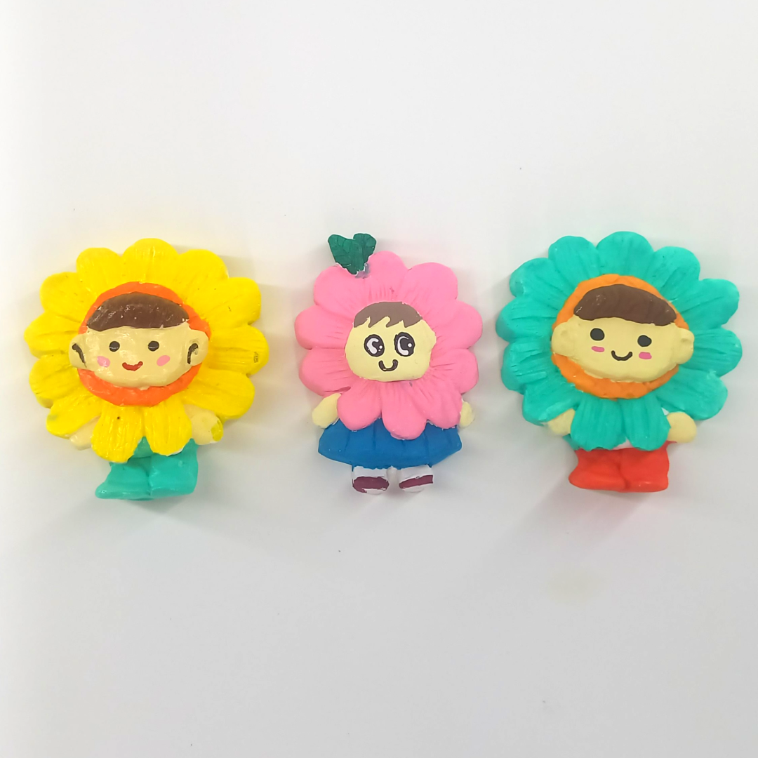 El Yapımı Sevimli Ayçiçeği Çocuk Buzdolabı Magnetleri (3'lü Set)